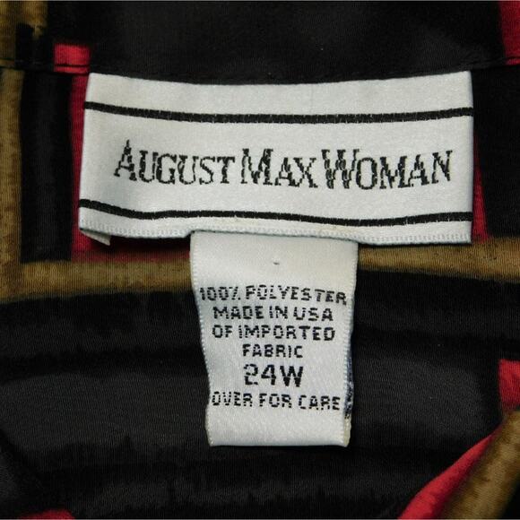 August Max Red Black Checkered Polyester Long Sleeve Button-Up Womens 24W Shirt - Picture 5 of 5